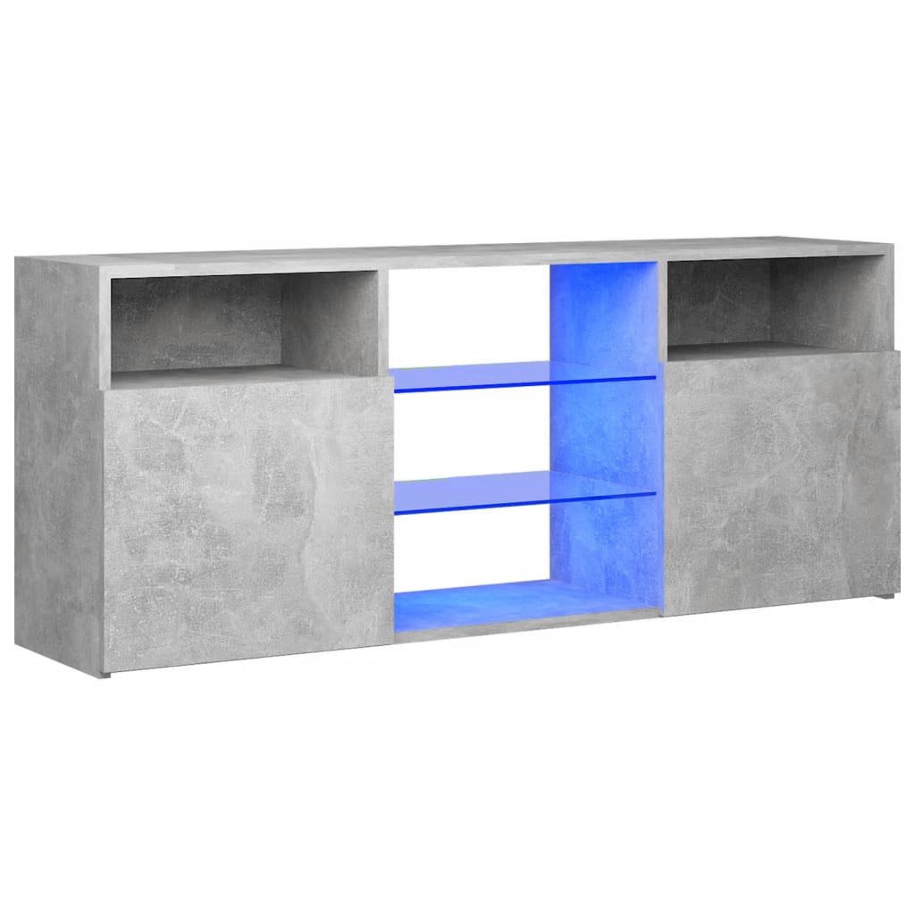 vidaXL LED Lights Concrete Grey TV Bench 120x50cm